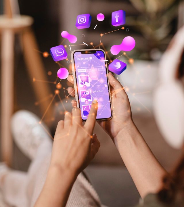 hands holding smartphone social media concept 23 2150208238